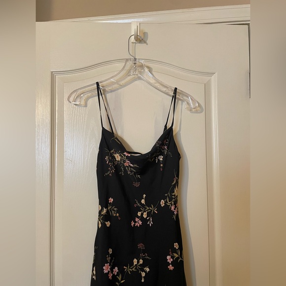90s Y2k Women’s Black Floral Satin Coquette Whimsigoth Midi Slip Dress XXS NWT - Picture 7 of 11